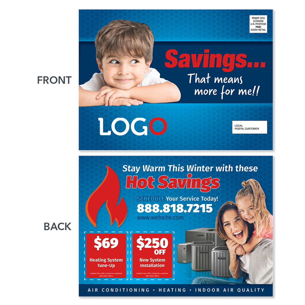 hvac heating postcard with baby