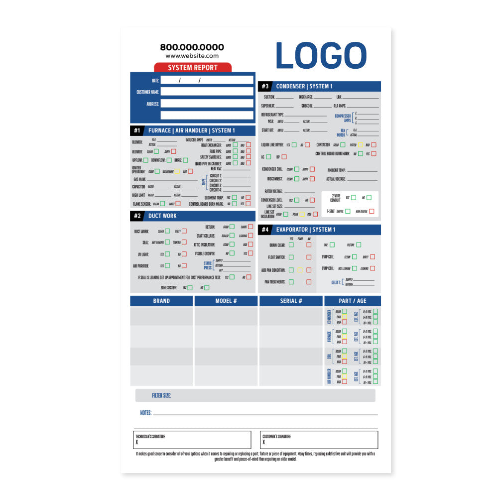 HVAC invoice carbonless printing